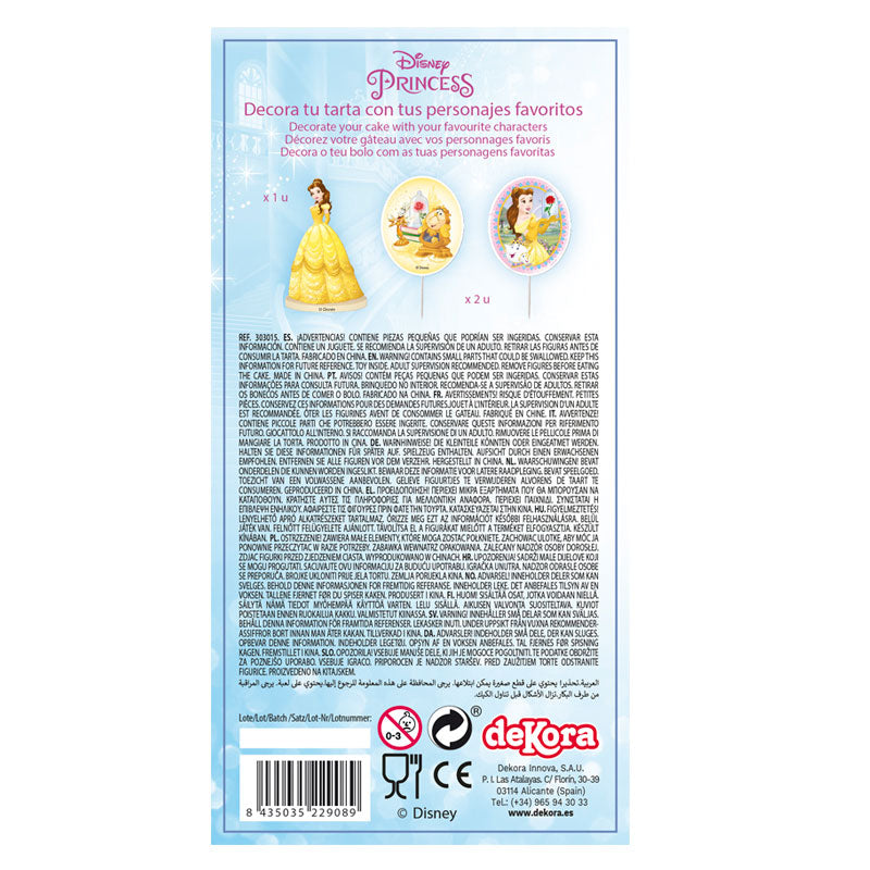 KIT PVC CON PINCHOS "PRINCESA BELLA" PARA DECORAR TARTAS