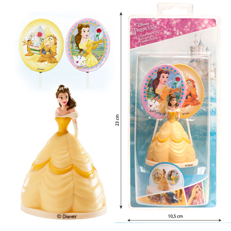 KIT PVC CON PINCHOS "PRINCESA BELLA" PARA DECORAR TARTAS