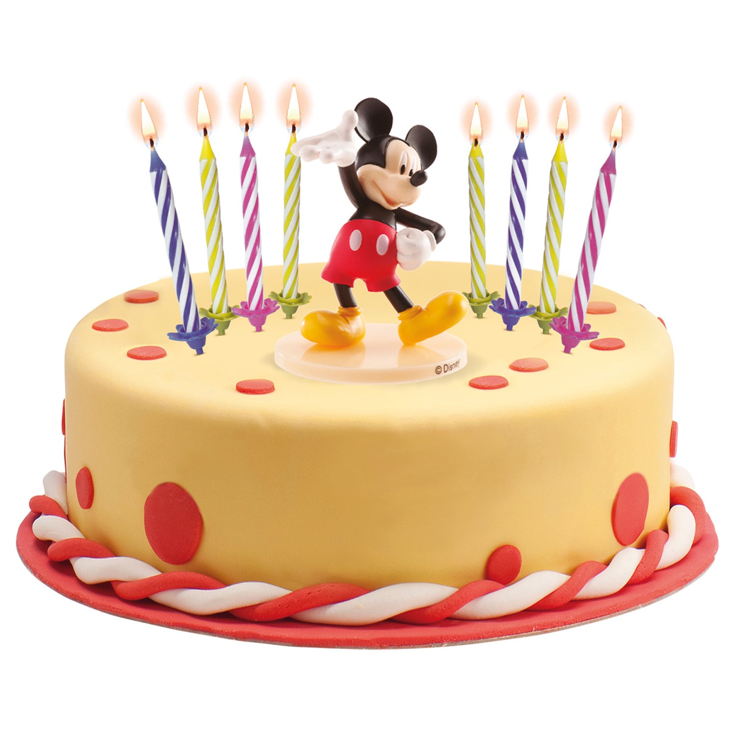 KIT PVC RETAIL MICKEY CON 10 VELAS PARA DECORAR TARTAS