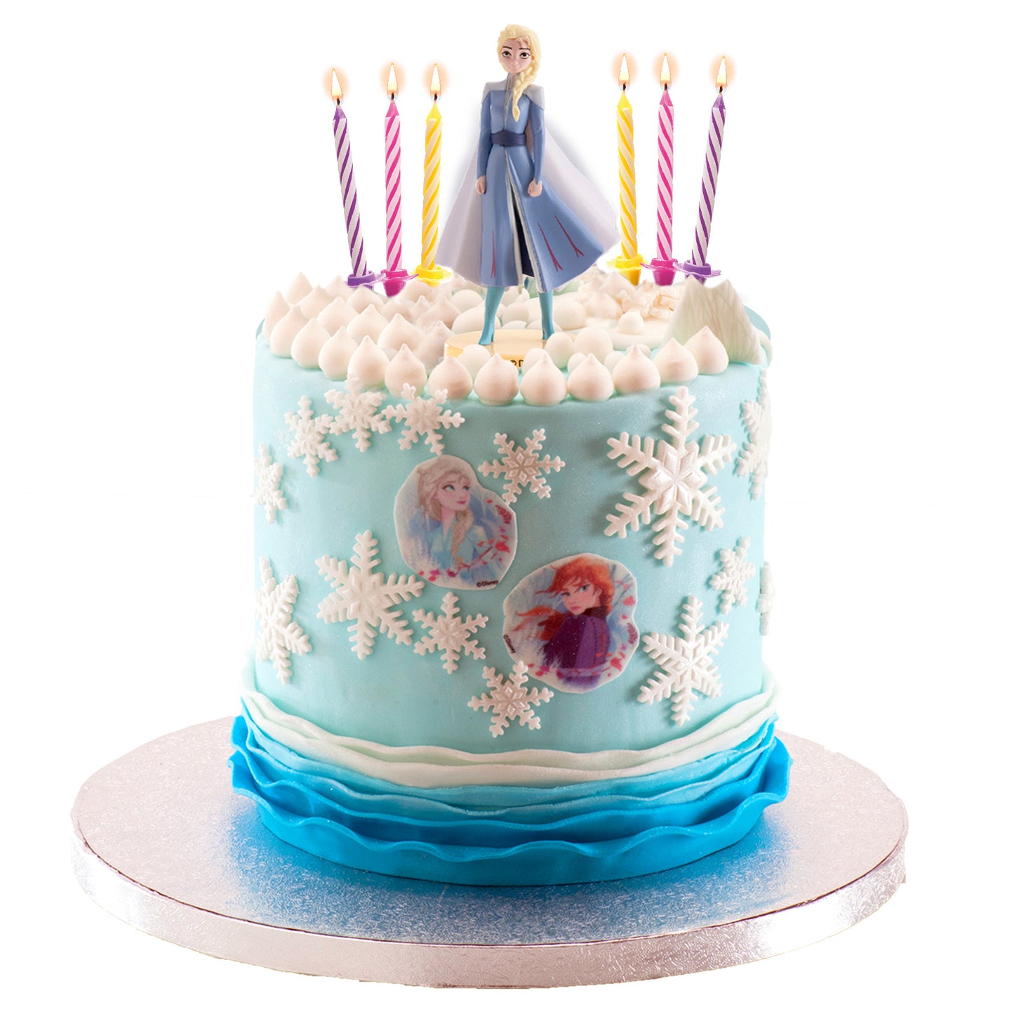 KIT PVC RETAIL FROZEN AVEC 10 BOUGIES POUR DÉCORER LES GÂTEAUX