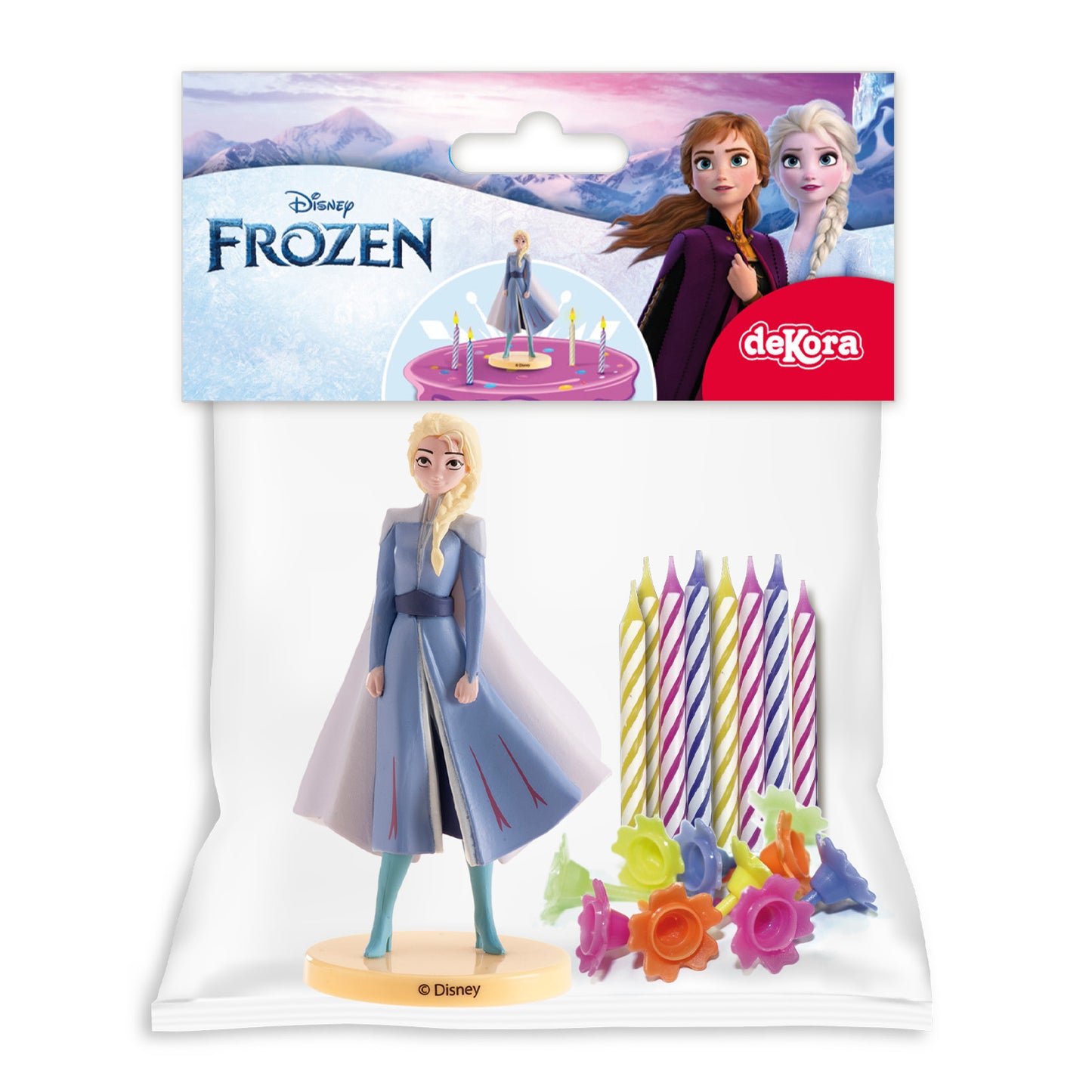 KIT PVC RETAIL FROZEN COM 10 VELAS PARA DECORAR BOLOS