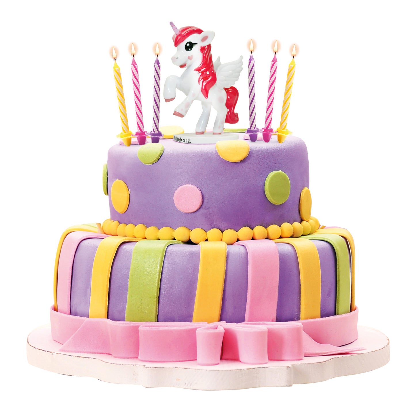 KIT PVC RETAIL UNICORNIO CON 10 VELAS PARA DECORAR TARTAS