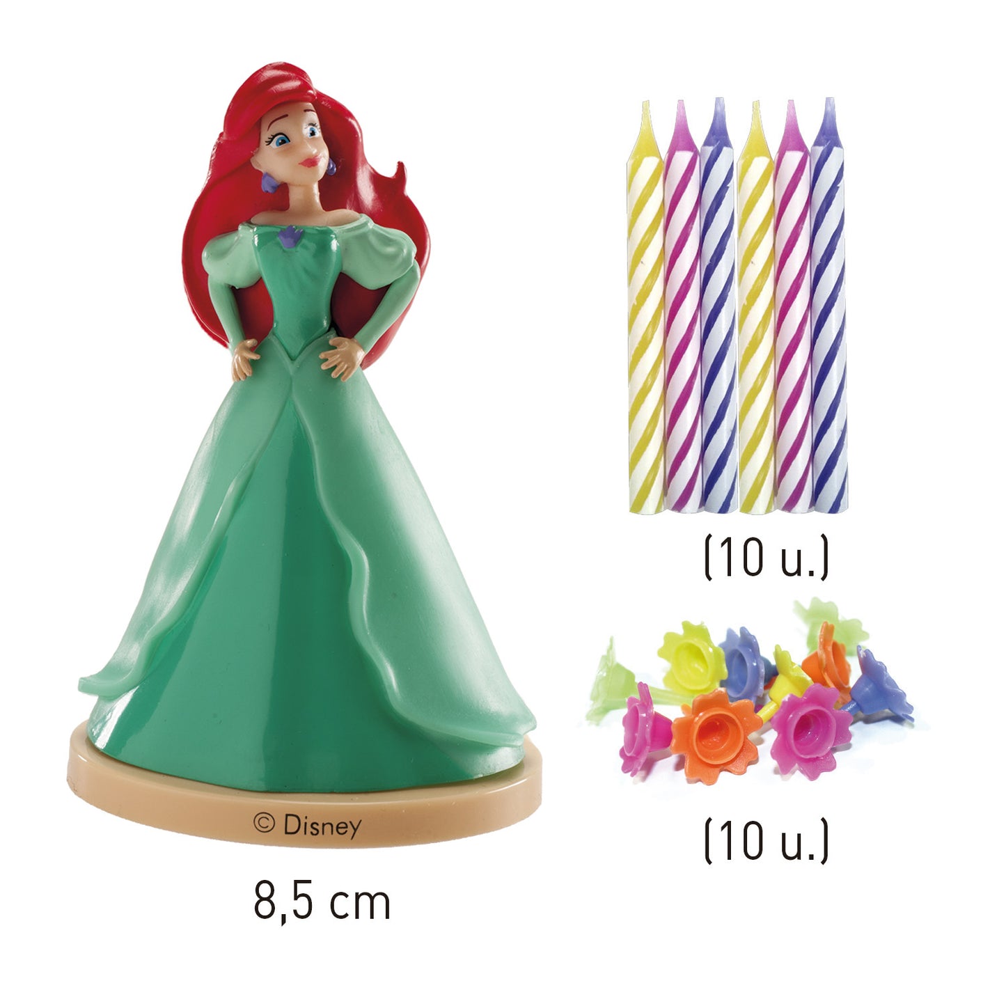 KIT PVC RETAIL ARIEL CON 10 VELAS PARA DECORAR TARTAS