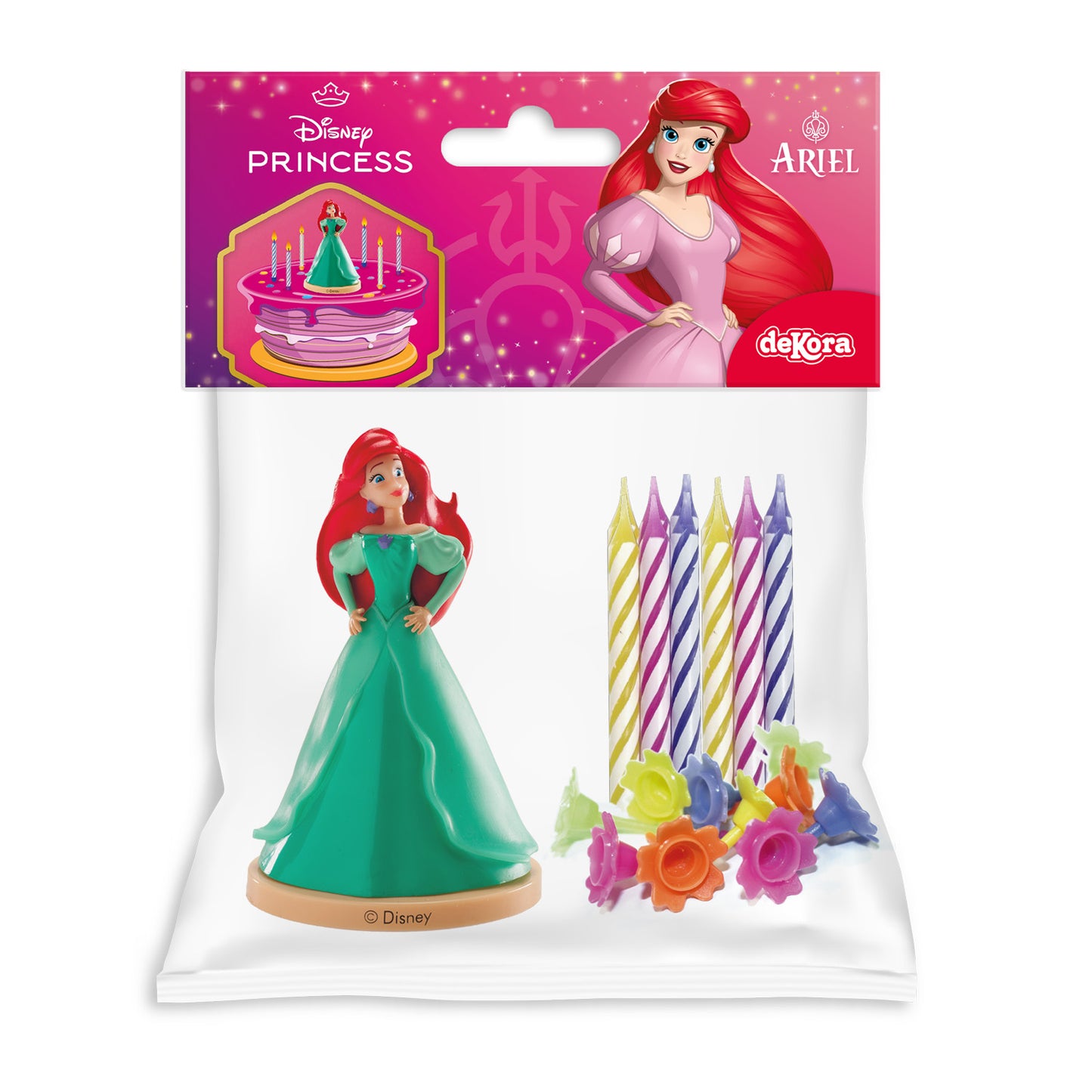 KIT PVC RETAIL ARIEL CON 10 VELAS PARA DECORAR TARTAS
