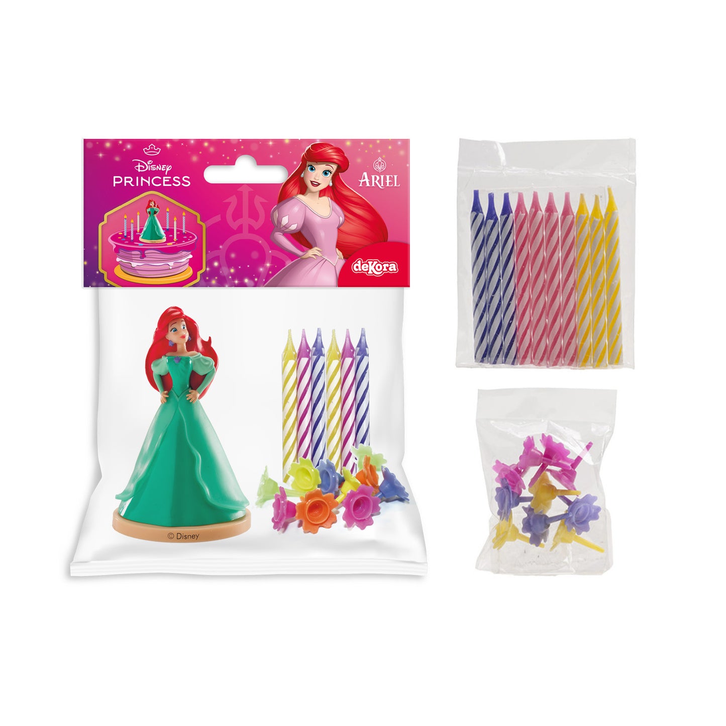 KIT PVC RETAIL ARIEL CON 10 VELAS PARA DECORAR TARTAS