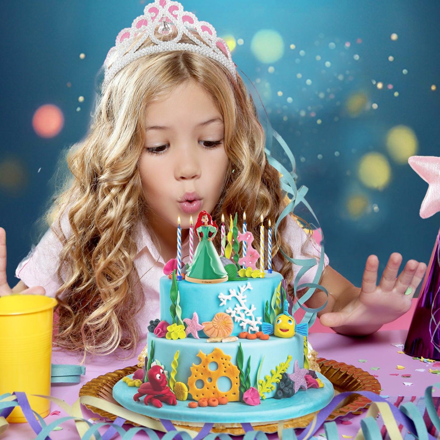 KIT PVC RETAIL ARIEL CON 10 VELAS PARA DECORAR TARTAS