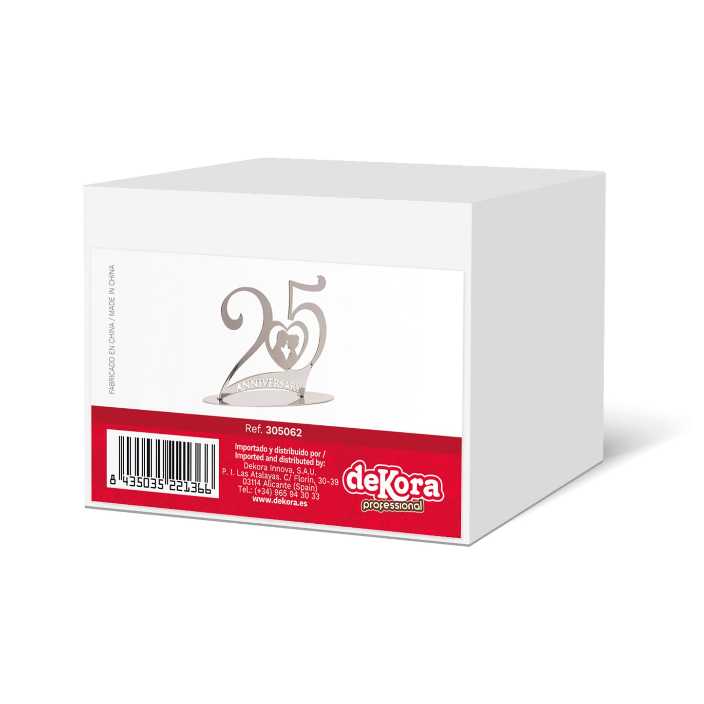 TOPPER PARA TARTAS 25 ANIVERSARIO METAL PLATA 20X16 CM