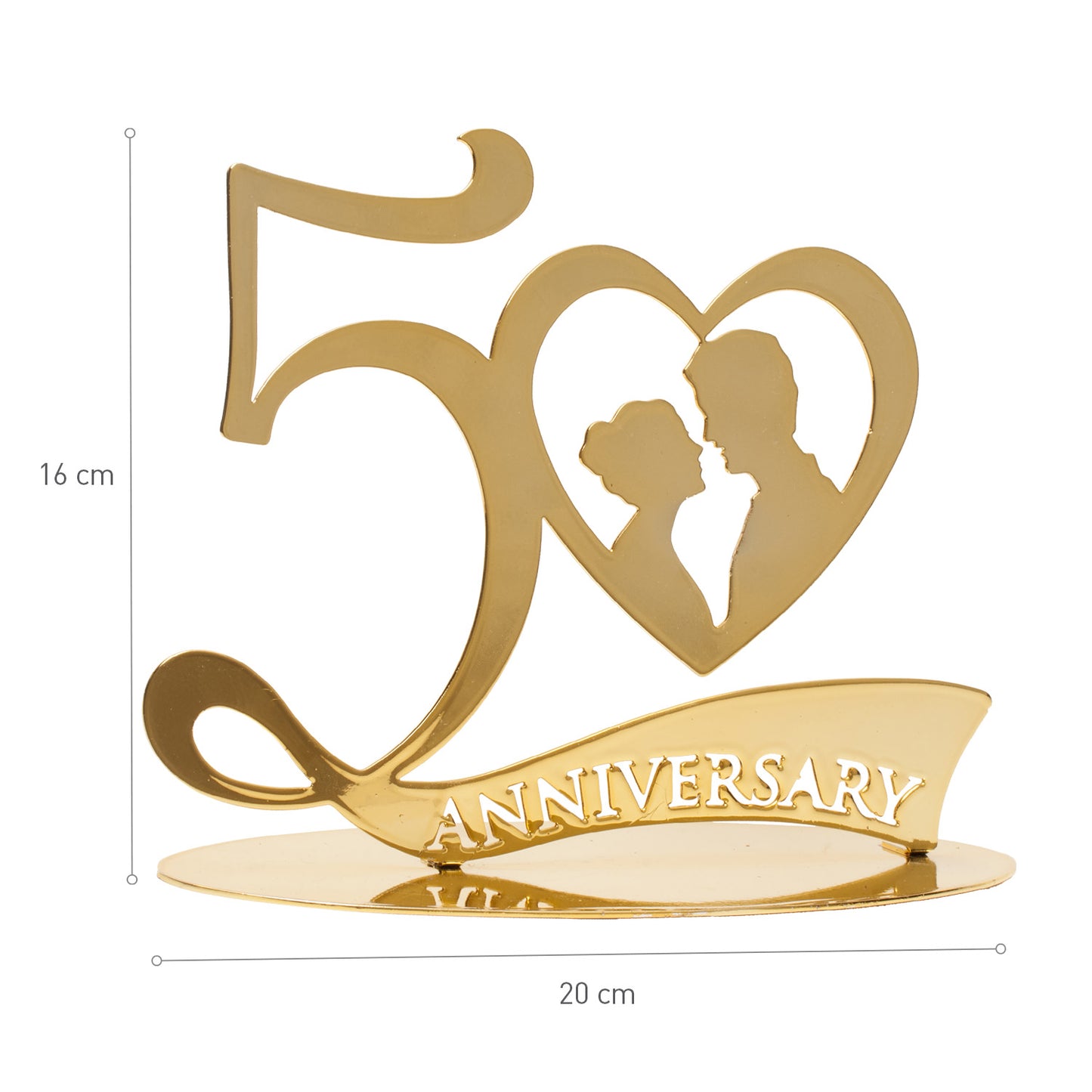 TOPPER PARA TARTAS 50 ANIVERSARIO METAL ORO 20X16 CM