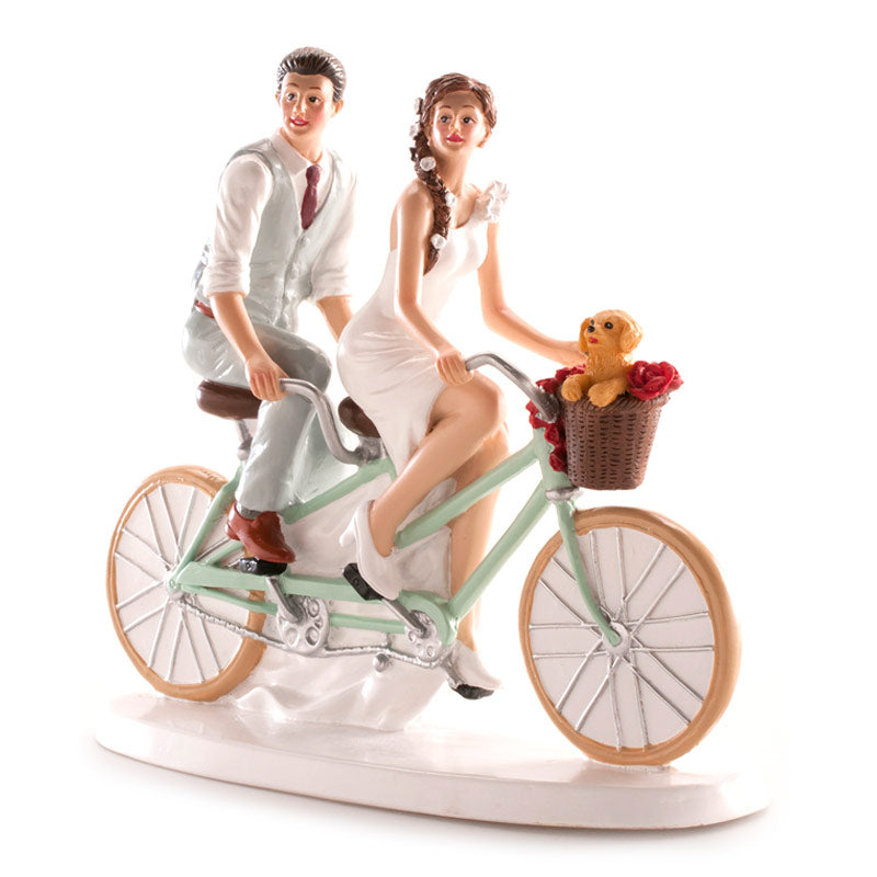 PAREJA DE BODA "EN BICICLETA" 16 x 18CM