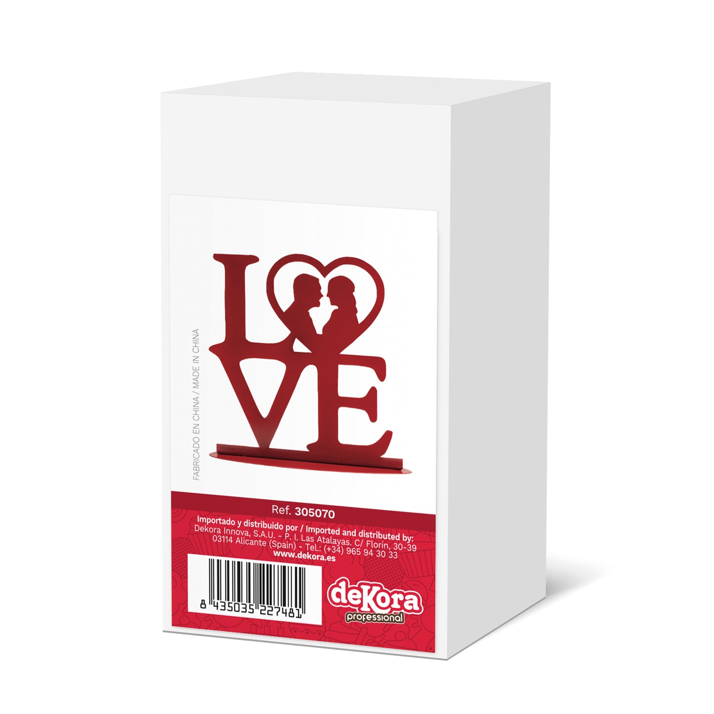 CAKE TOPPER "LOVE" MÉTAL ROUGE 19X19 CM