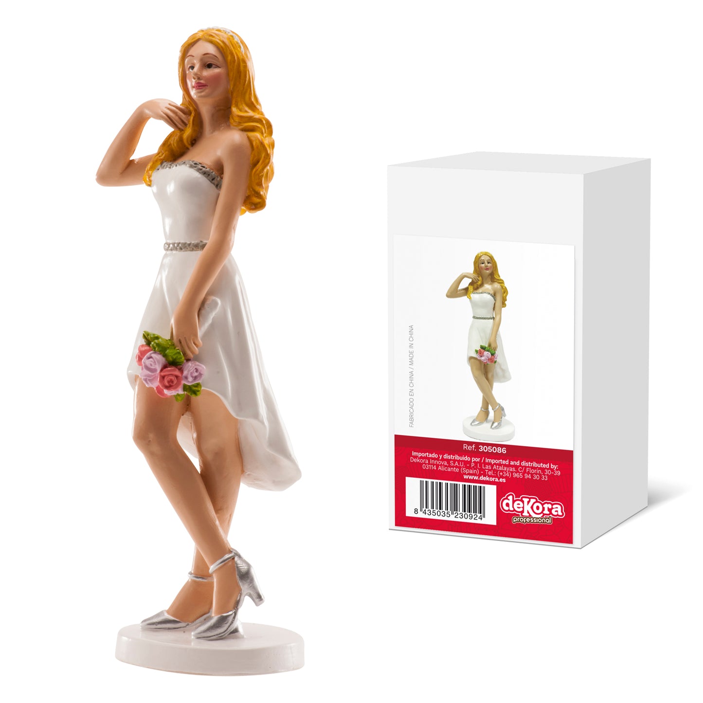 STATUETTA MATRIMONIO DONNA VESTIDO CORTO 16CM
