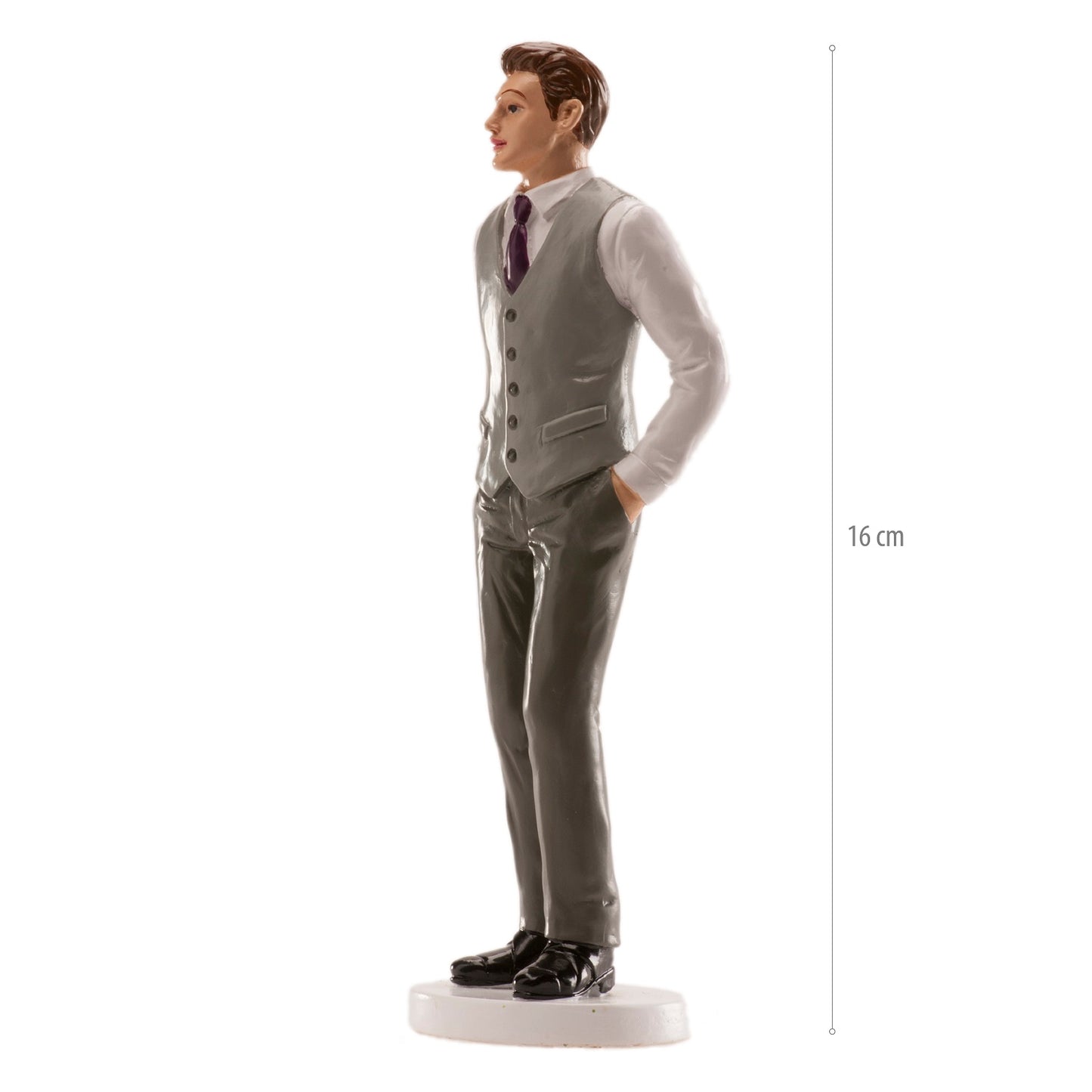FIGURA HOMEM CASAMENTO "COLETE CINZA" 16 CM