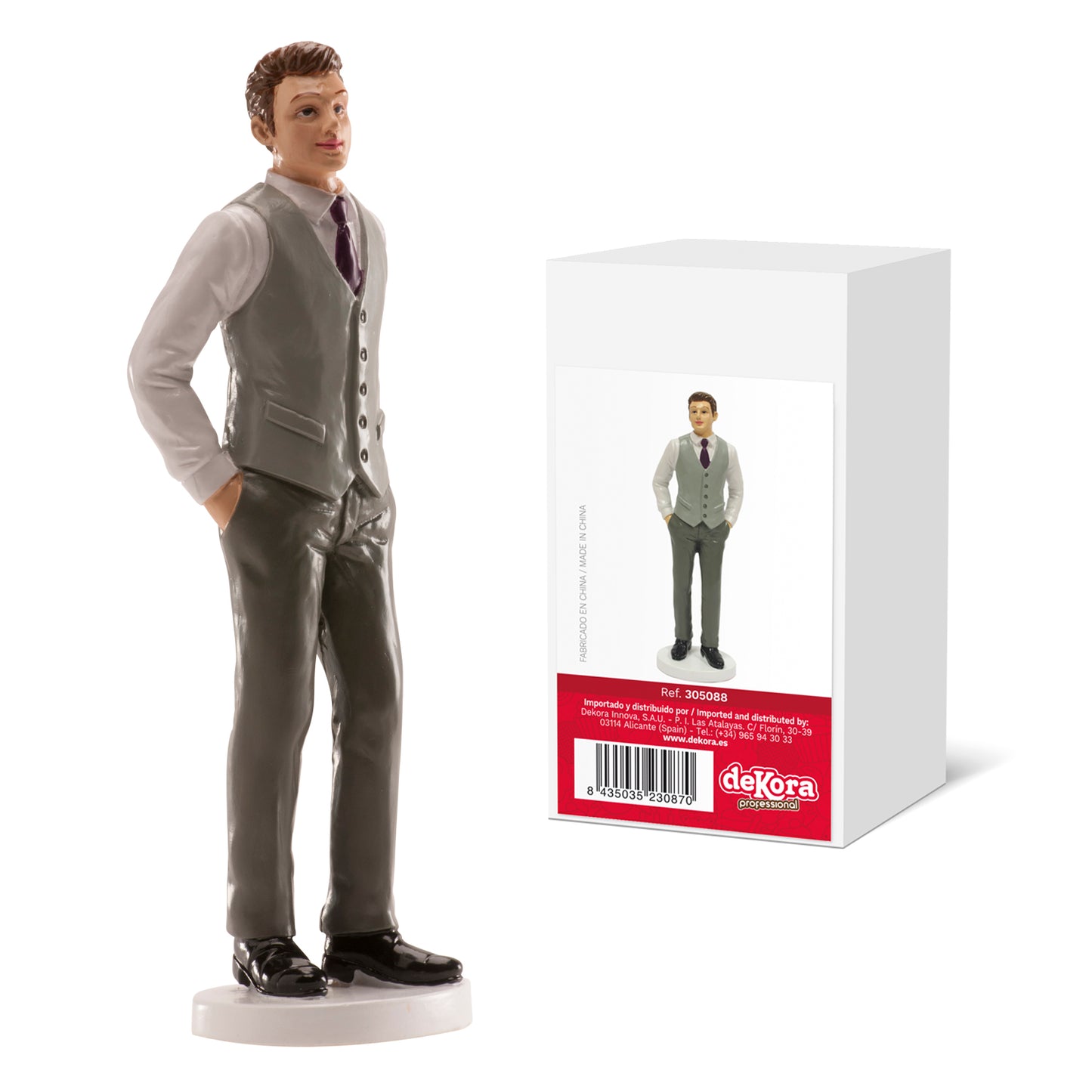 FIGURA HOMEM CASAMENTO "COLETE CINZA" 16 CM