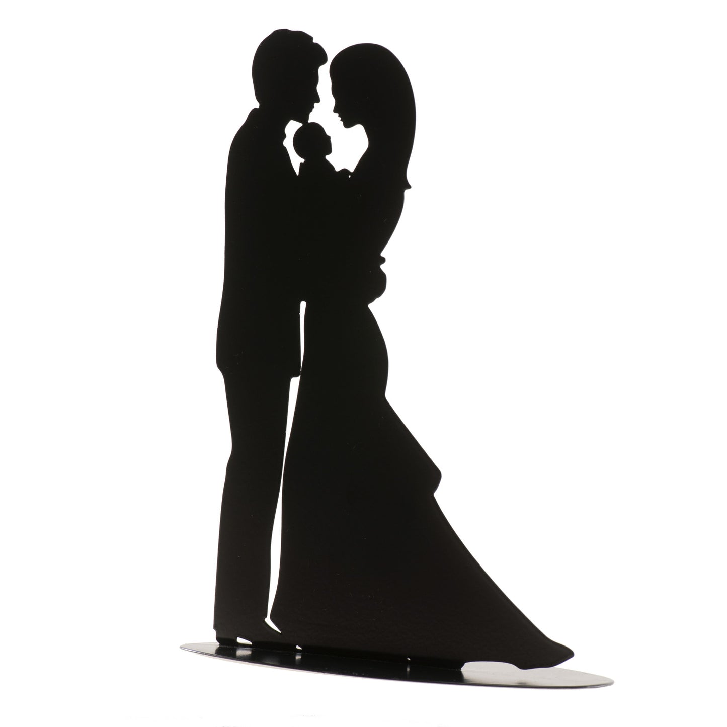 PARES DE CASAMENTO COM BEBÊ METAL PRETO 18CM