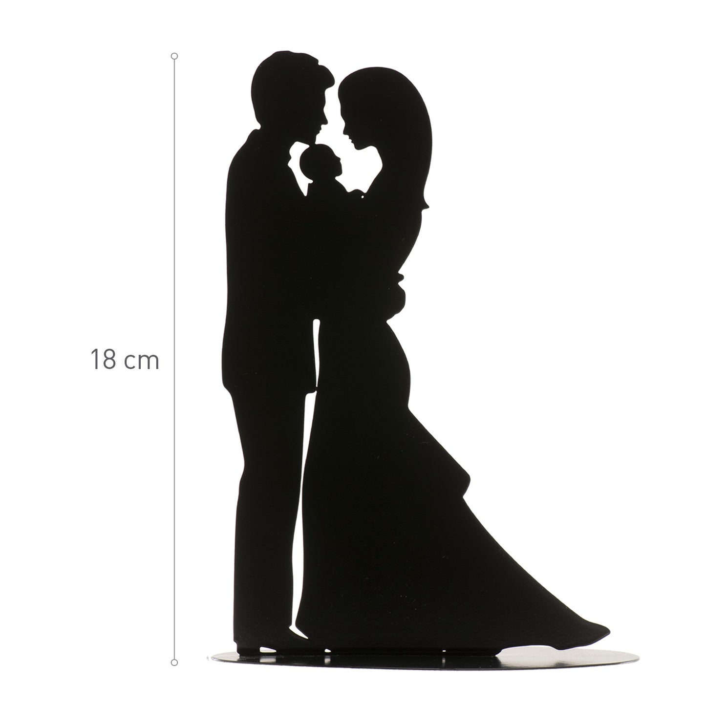 PARES DE CASAMENTO COM BEBÊ METAL PRETO 18CM