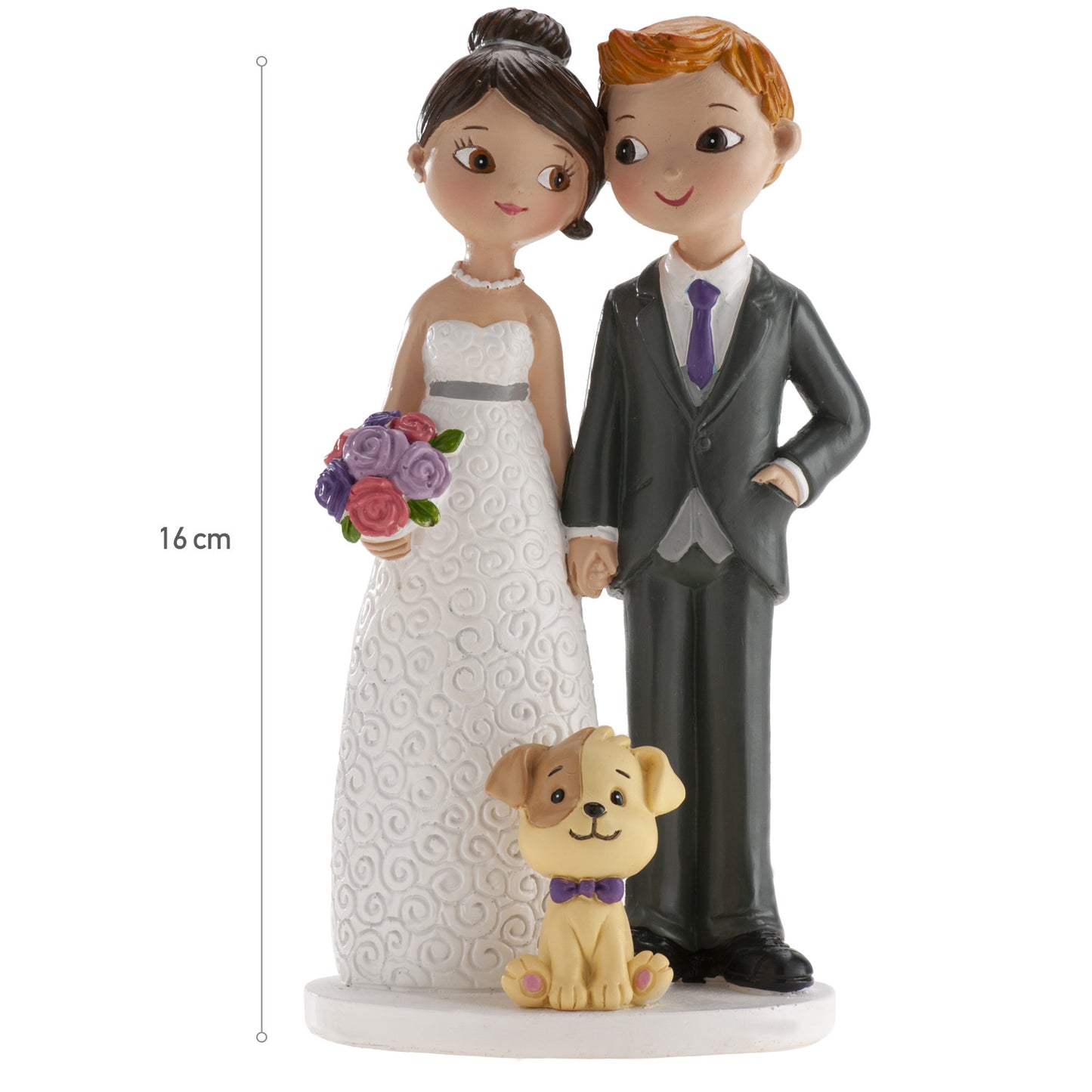 COUPLE DE MARIAGE AVEC CHIEN 16CM