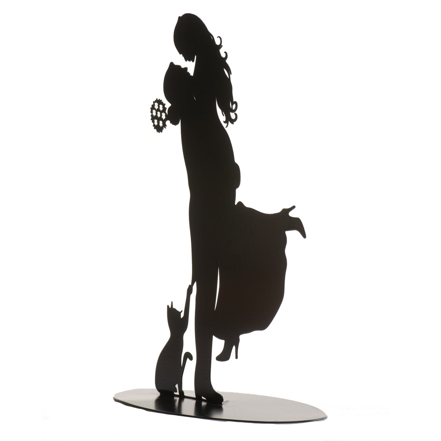 PARES DE CASAMENTO COM GATO DE METAL PRETO 18CM