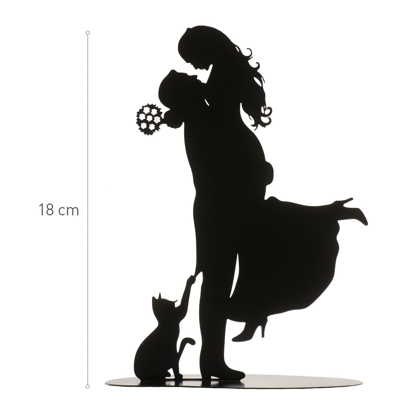 PARES DE CASAMENTO COM GATO DE METAL PRETO 18CM