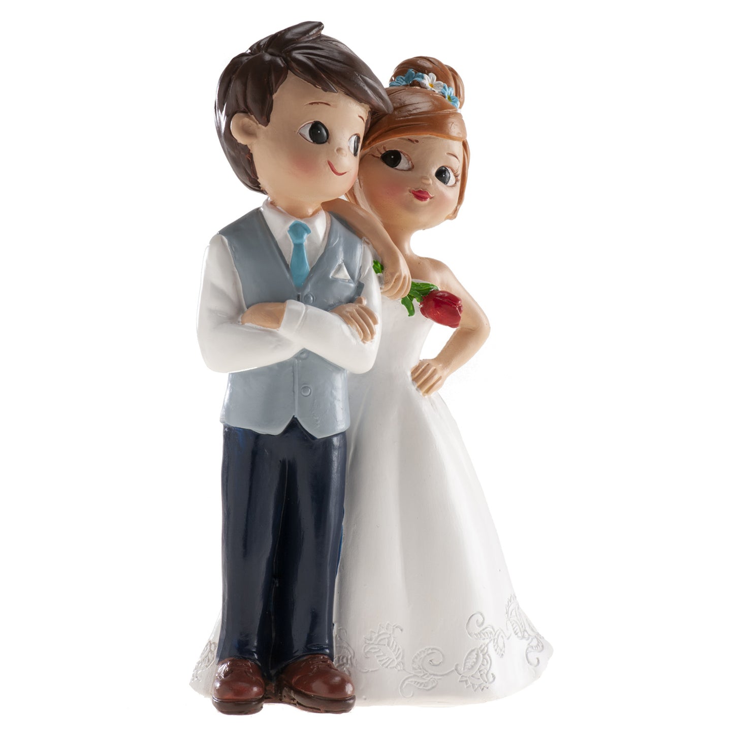 WEDDING COUPLE WITH FLOWER 16CM
