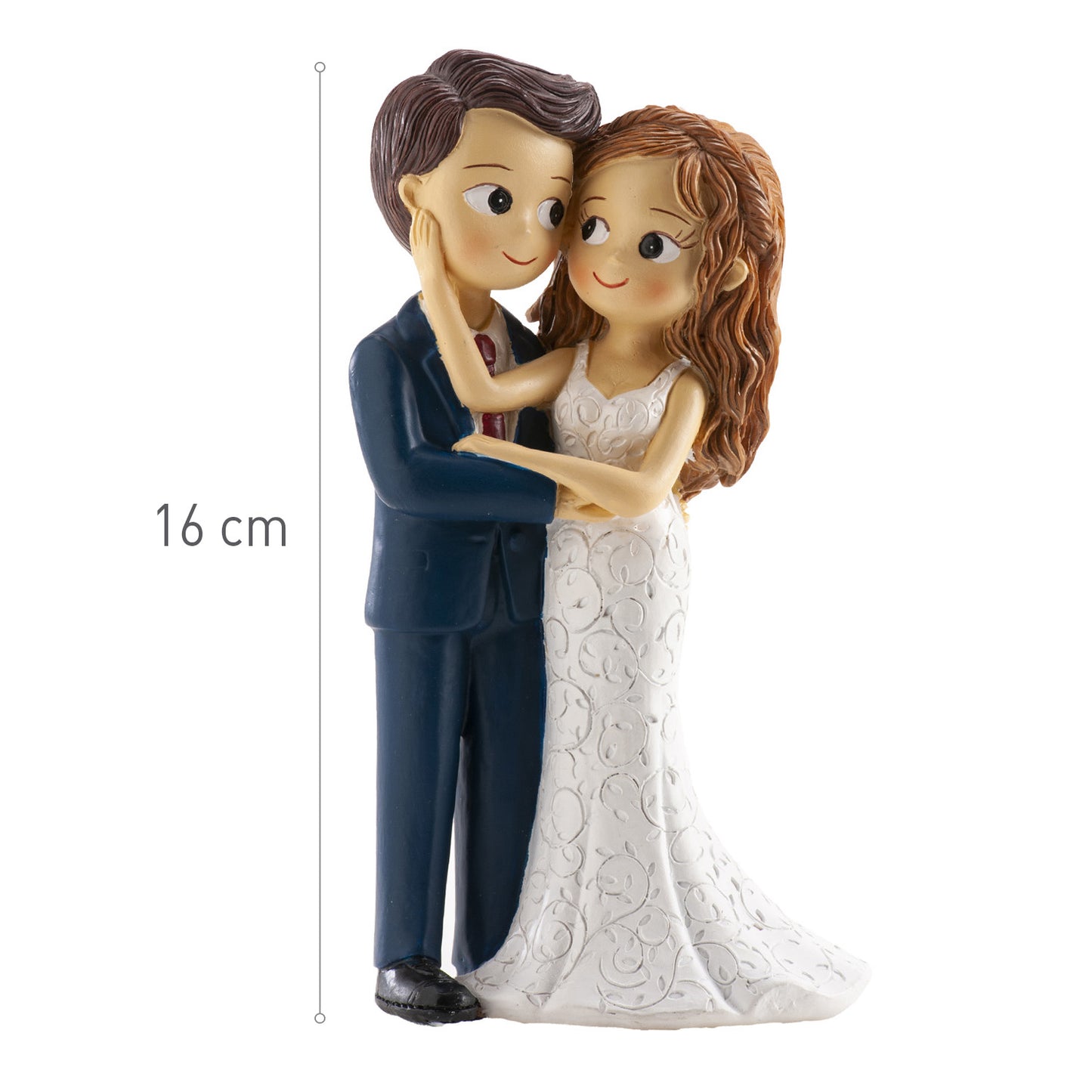 CASAL DE NOIVOS COM CARÍCIAS NO ROSTO 16CM