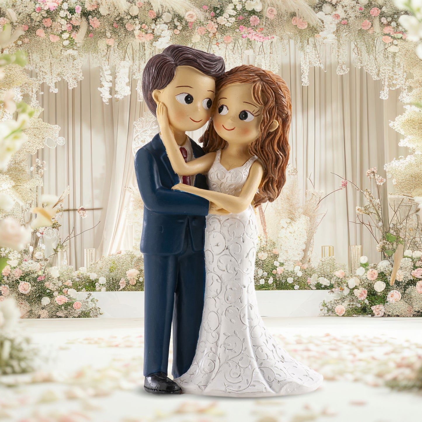 PAREJA DE BODA CARICIA EN LA CARA 16CM