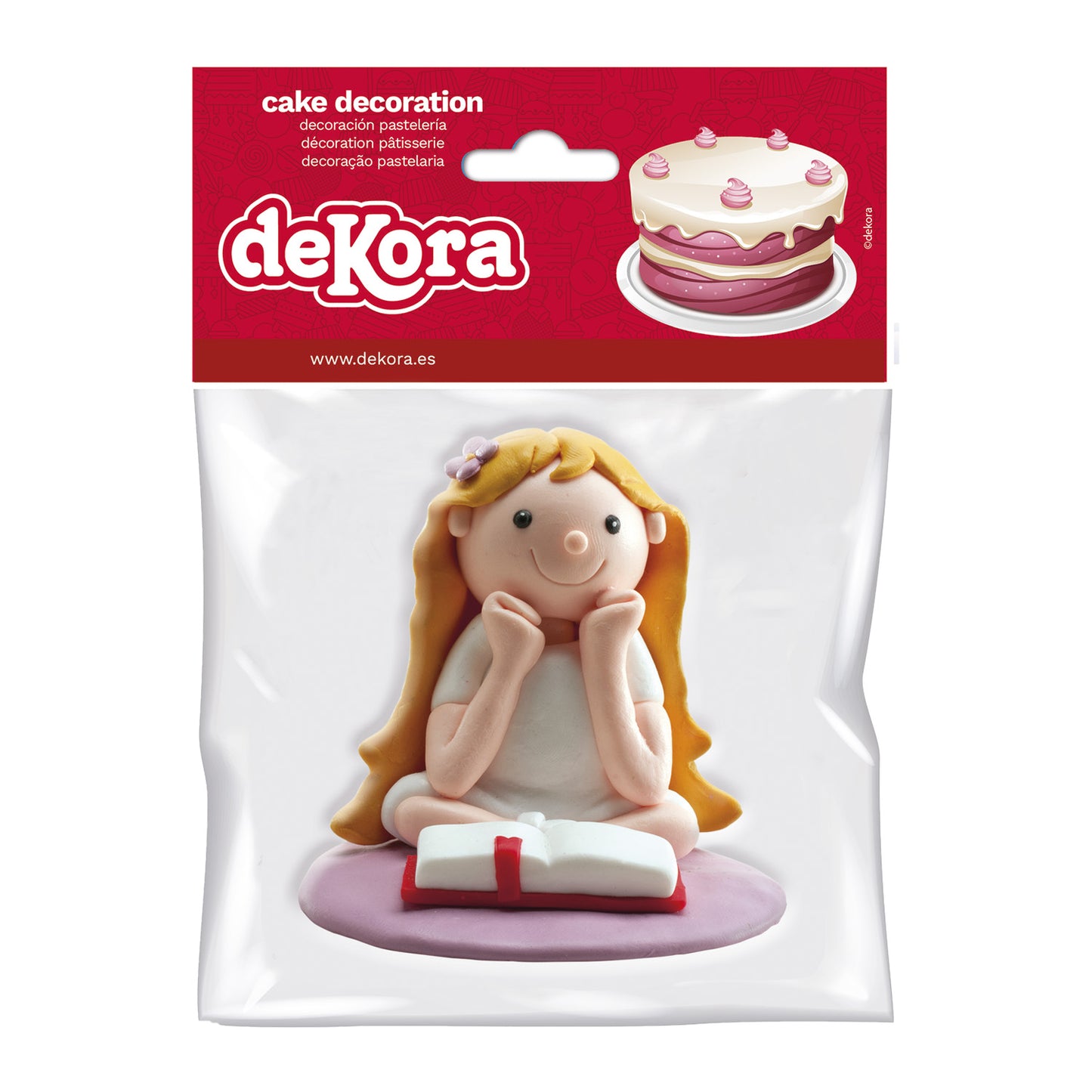 FIGURA CLAY BOLO COMUNHÃO MENINA SENTADA 8 cm