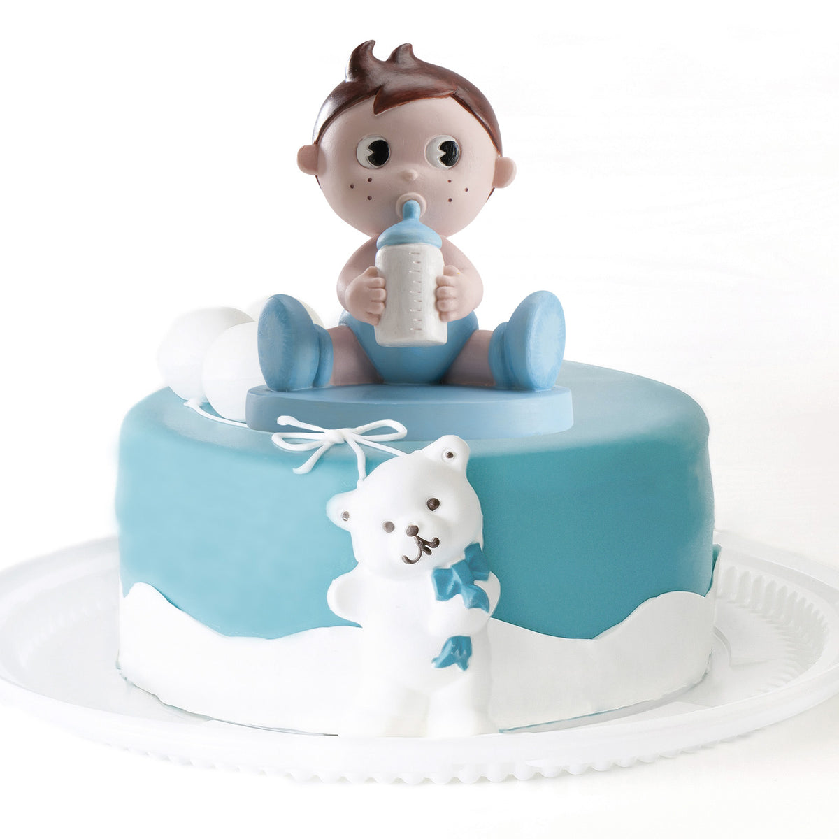 FIGURINE DE GÂTEAU DE BAPTÊME ENFANT AVEC BOUTEILLE 10-11CM