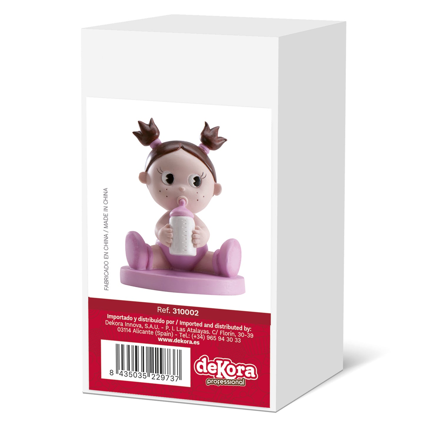 FIGURA TARTA BAUTIZO NIÑA CON BIBERÓN 10CM