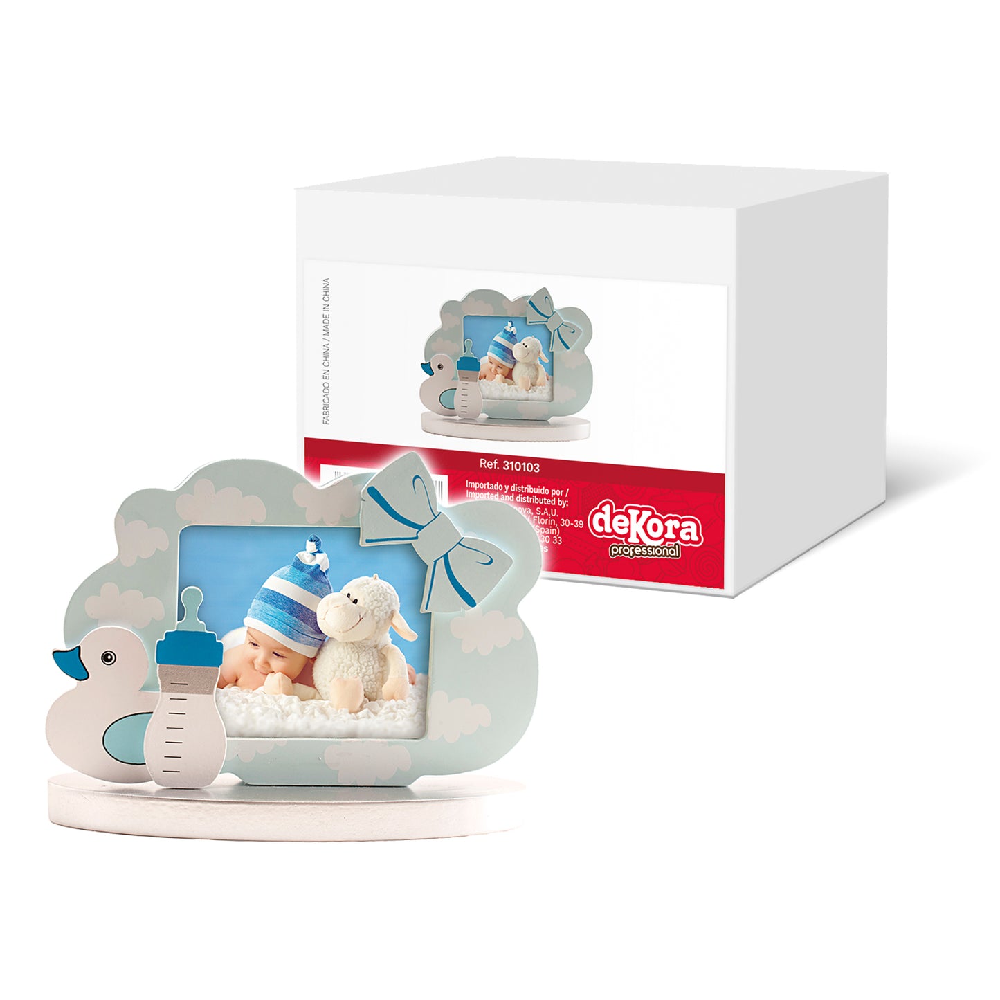 QUADRO FOTOS BATISMO PATINHO AZUL 15X10,5CM