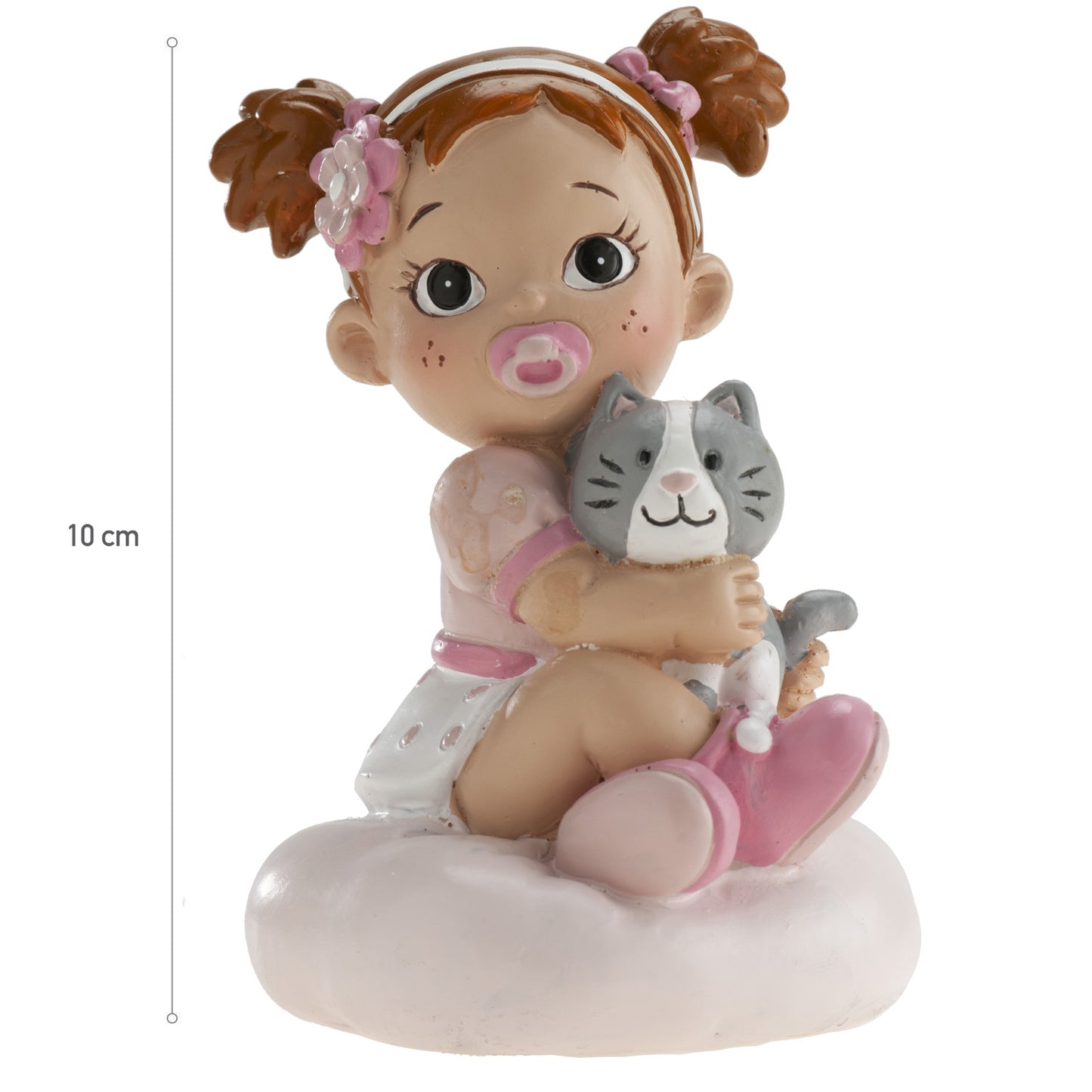 CAKE BAPTISM FIGURINE GIRL WITH CAT 10CM