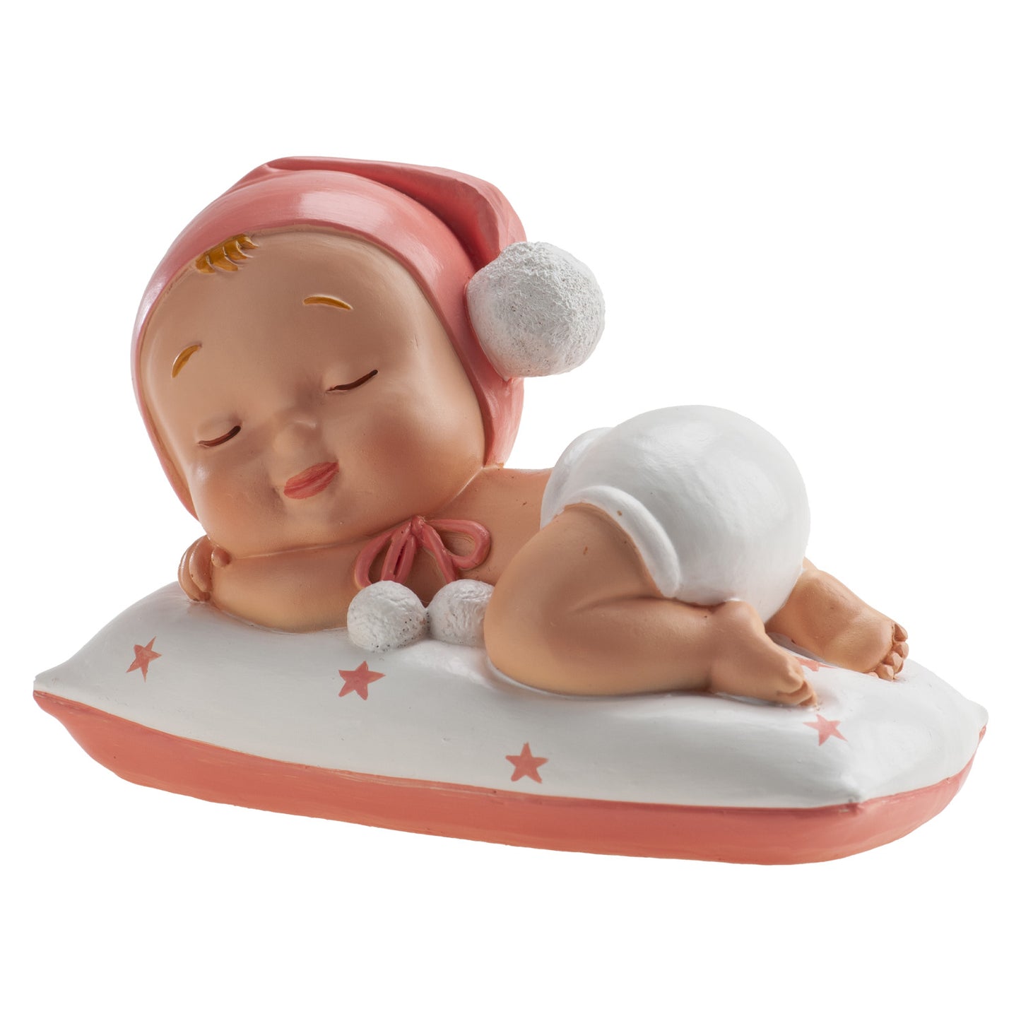 BAUTIZO NIÑA DORMIDA POMPON 10 X 6 X 7 CM