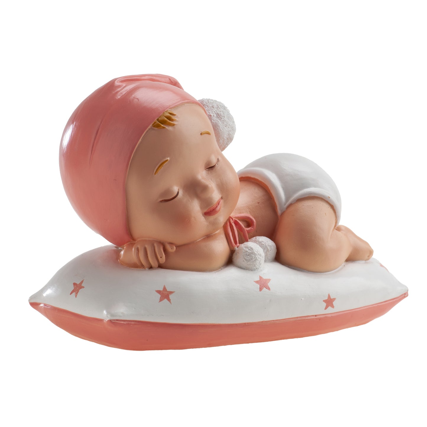BAUTIZO NIÑA DORMIDA POMPON 10 X 6 X 7 CM