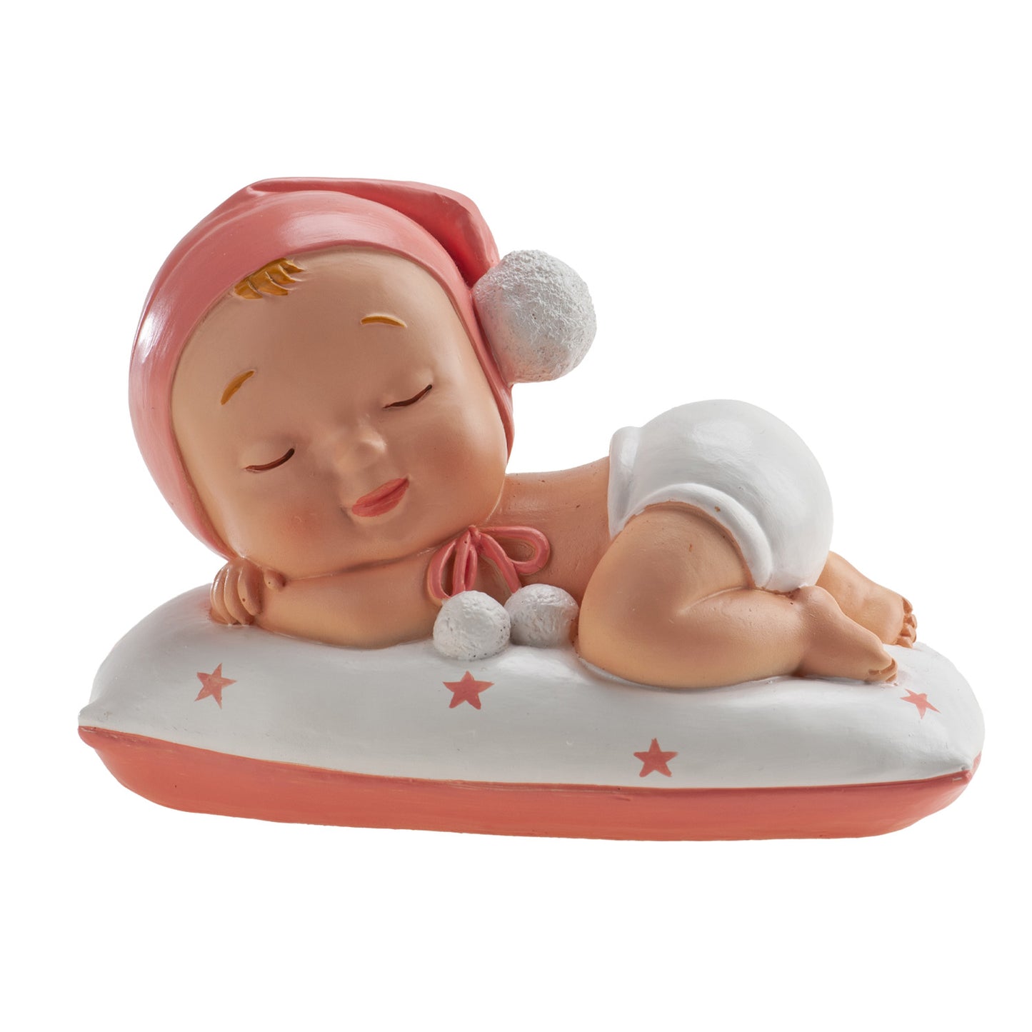 BAUTIZO NIÑA DORMIDA POMPON 10 X 6 X 7 CM