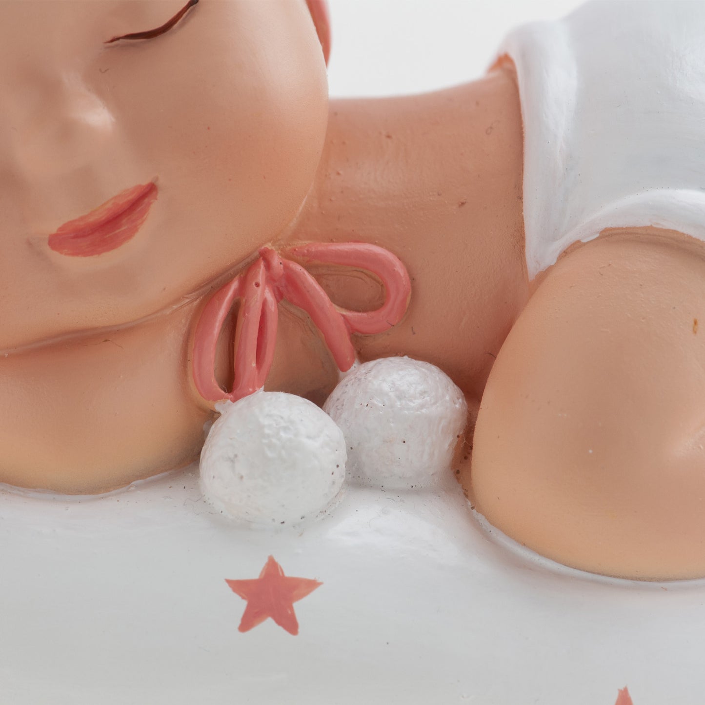 BATTESIMO BAMBINA ADDORMENTATA POMPON 10 X 6 X 7 CM
