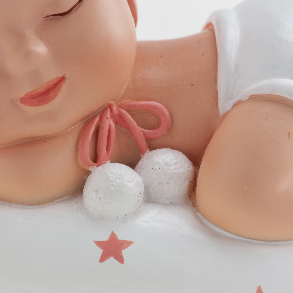 BATTESIMO BAMBINA ADDORMENTATA POMPON 10 X 6 X 7 CM