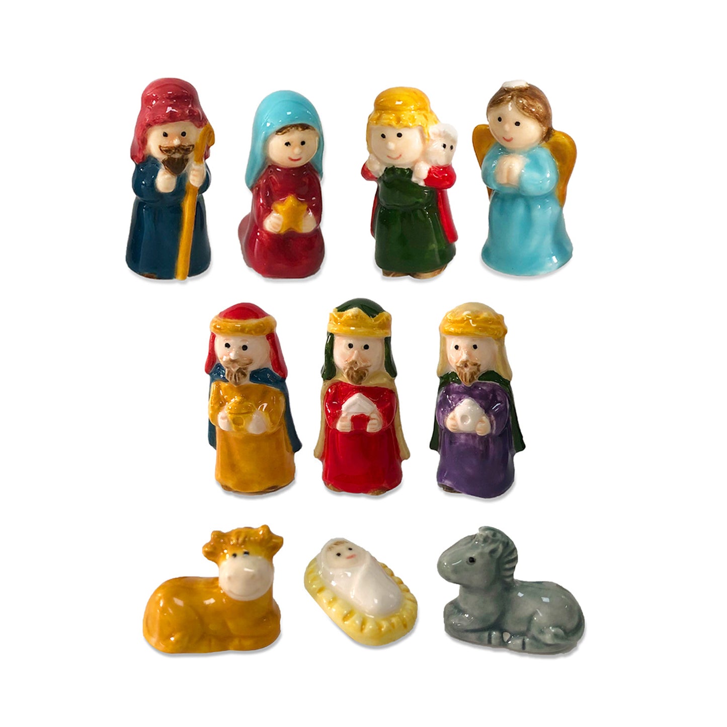 ASSORTIMENT 10 FIGURINES BETHLÉEM CÉRAMIQUE 3-3.5CM