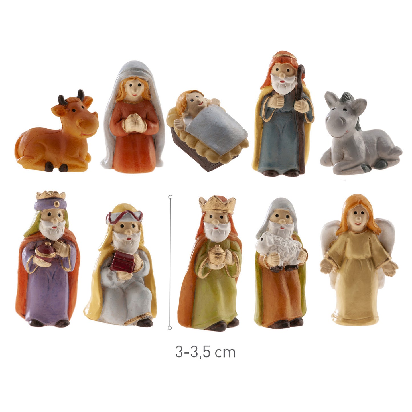 ASSORTIMENT 10 FIGURINES BETHLÉEM RÉSINE 3-3.5CM