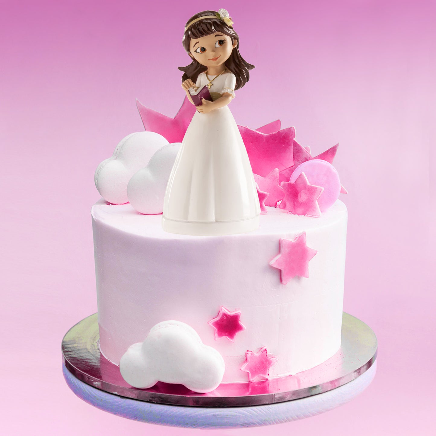 FIGURA TARTA COMUNIÓN NIÑA CON DIADEMA 13CM