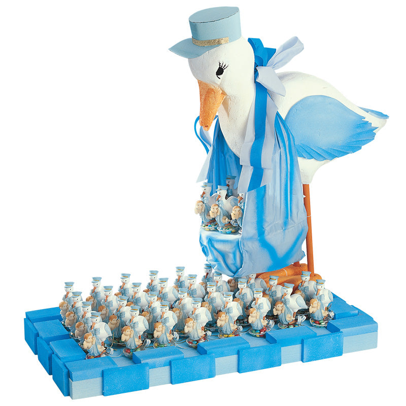 STORK WEARING A BLUE HAT BApt-brISM FIGURINE