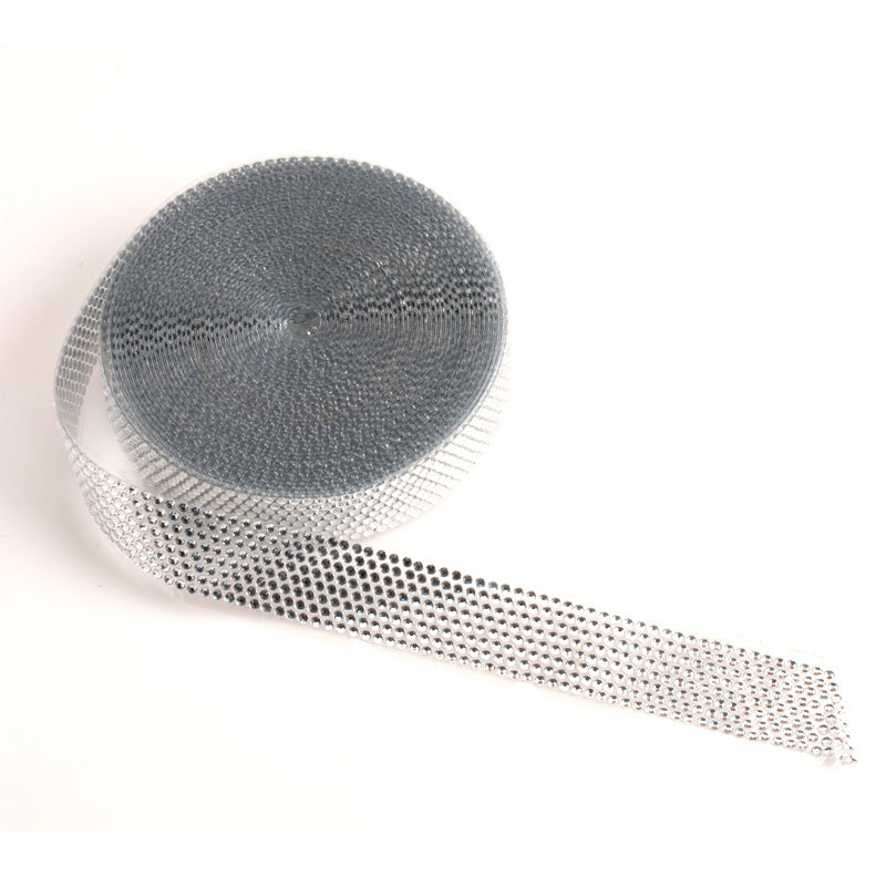 CINTA DE STRASS PARA TARTAS 8 LINEAS PLATA 10 METROS