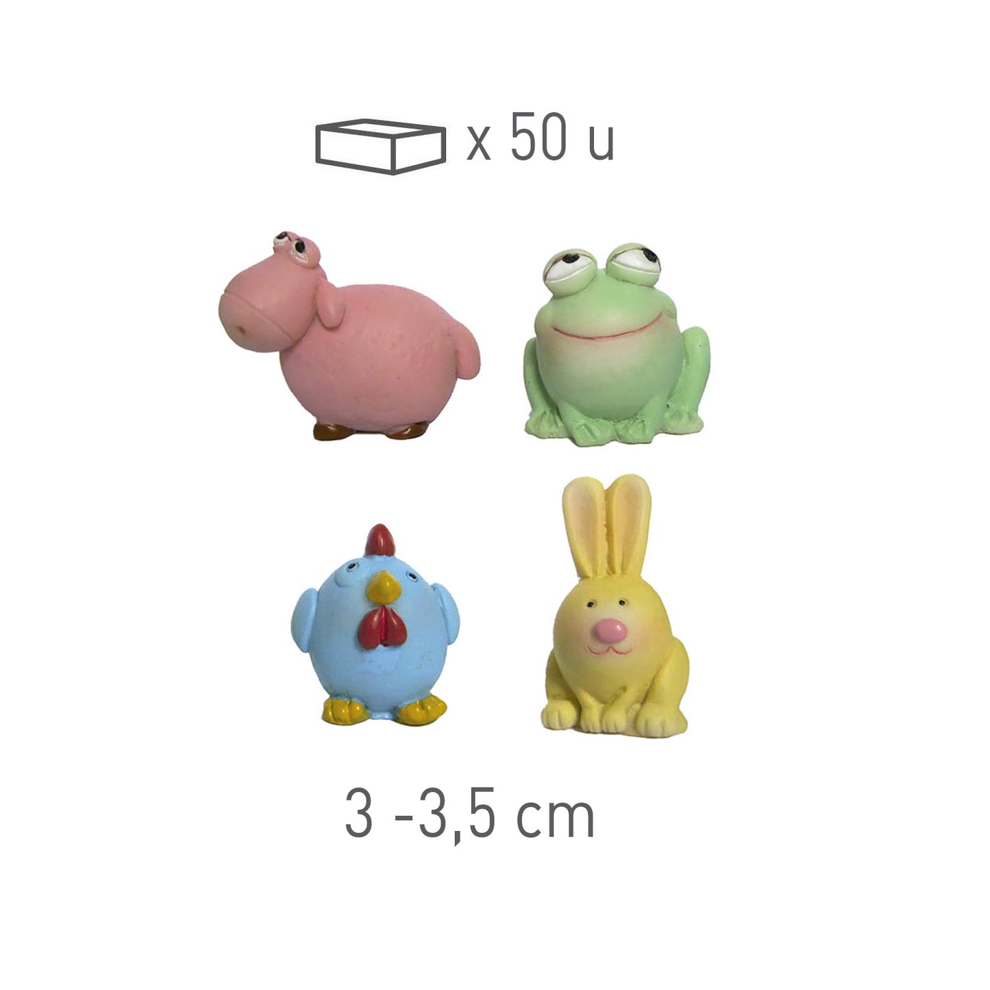 FIGURAS RESINA ROSCÓN 3D ANIMALES COLORES 3-3.5CM