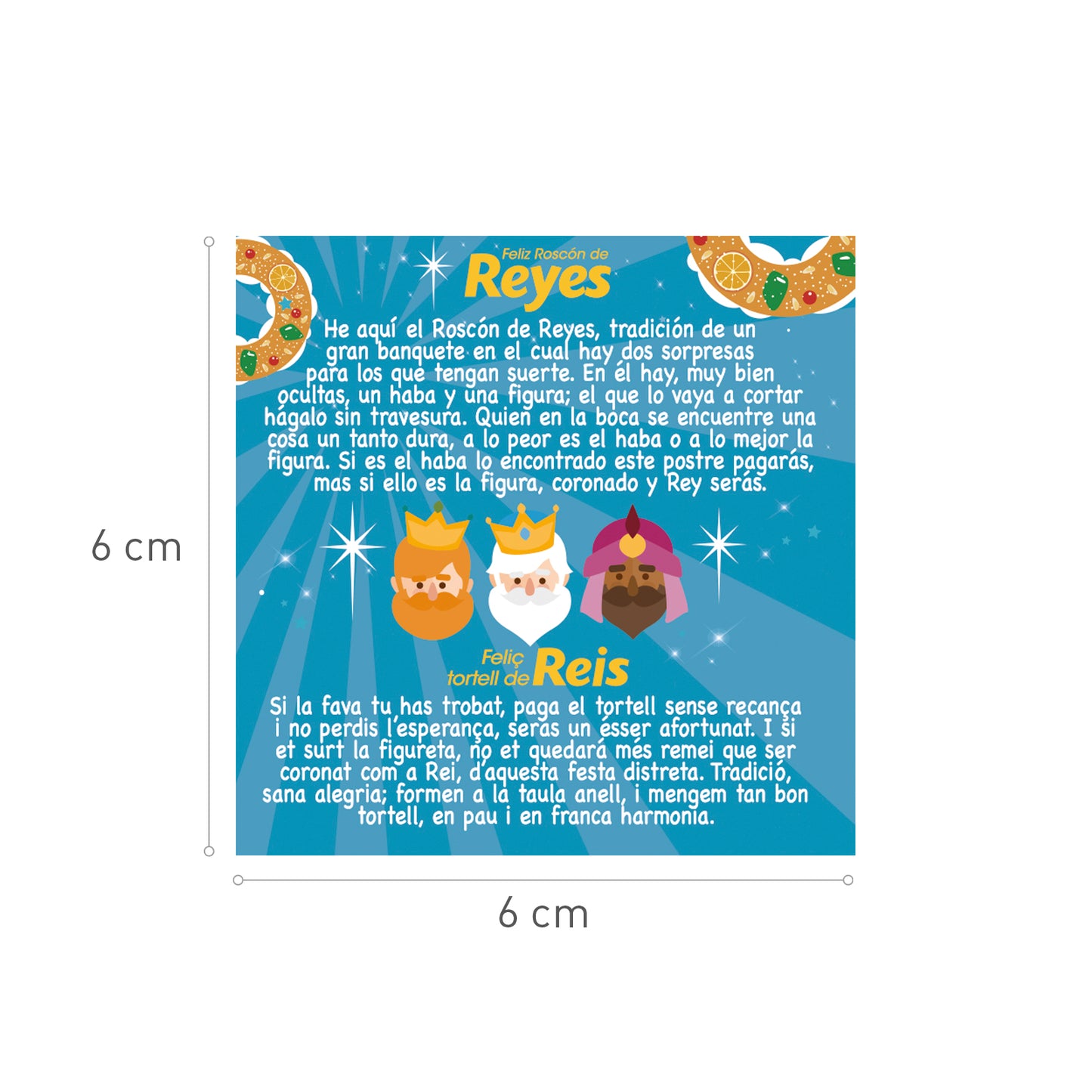 TARJETA ROSCÓN CASTELLANO / CATALÁN 6X6CM