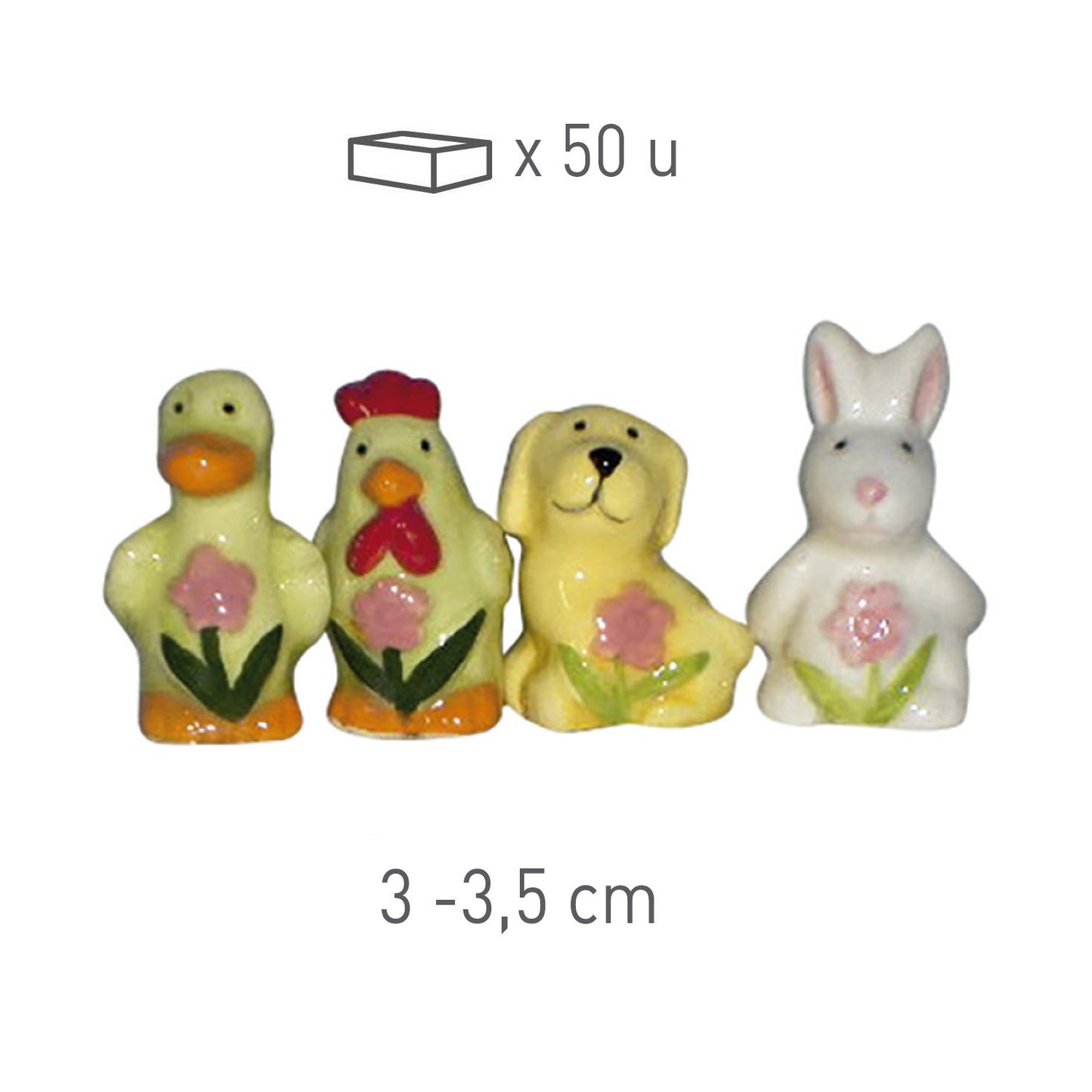 FIGURAS CERAMICA ROSCÓN 3D ANIMALES CON FLOR 3-3.5CM
