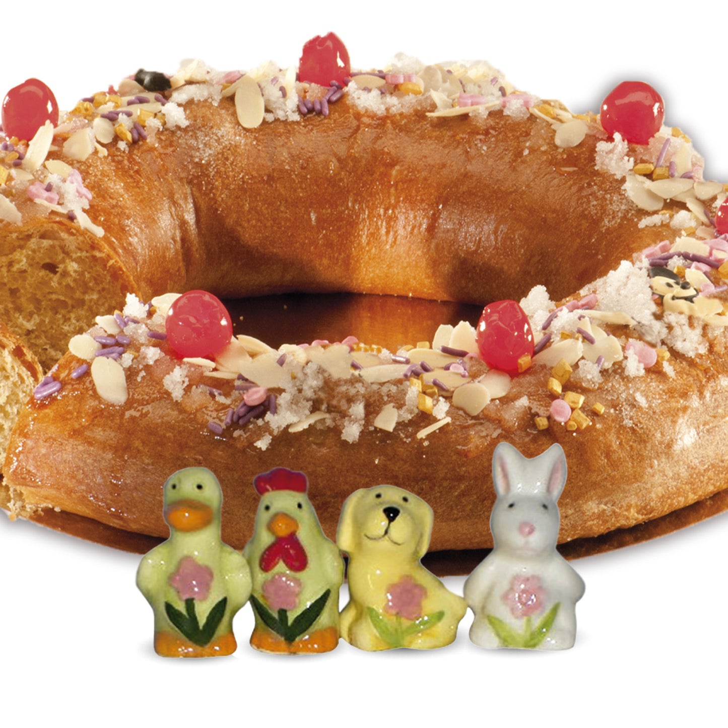 CHRISTMAS FIGURINES ANIMALS WITH FLOWERS CERAMIC 3.5-4CM