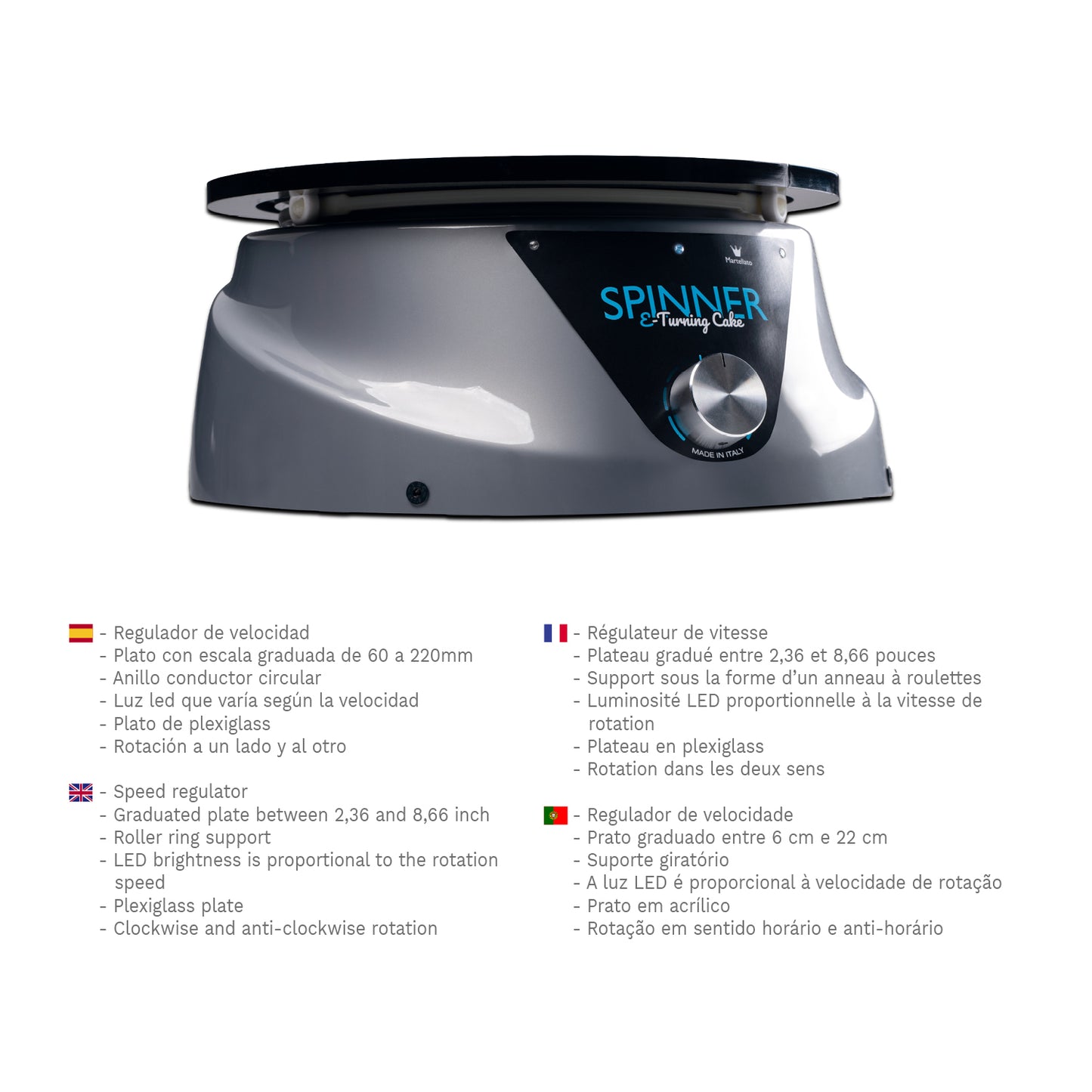 SPINNER BASE GIRATORIA ELECTRICA 27X26H12CM