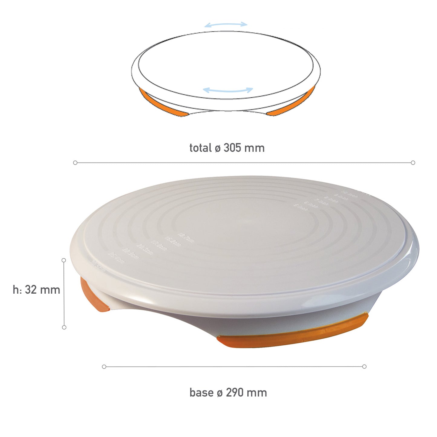 PLATEAU PRESENTOIR PIVOTANT Ø 30,5CM H 3,2CM BASE Ø 2,9CM