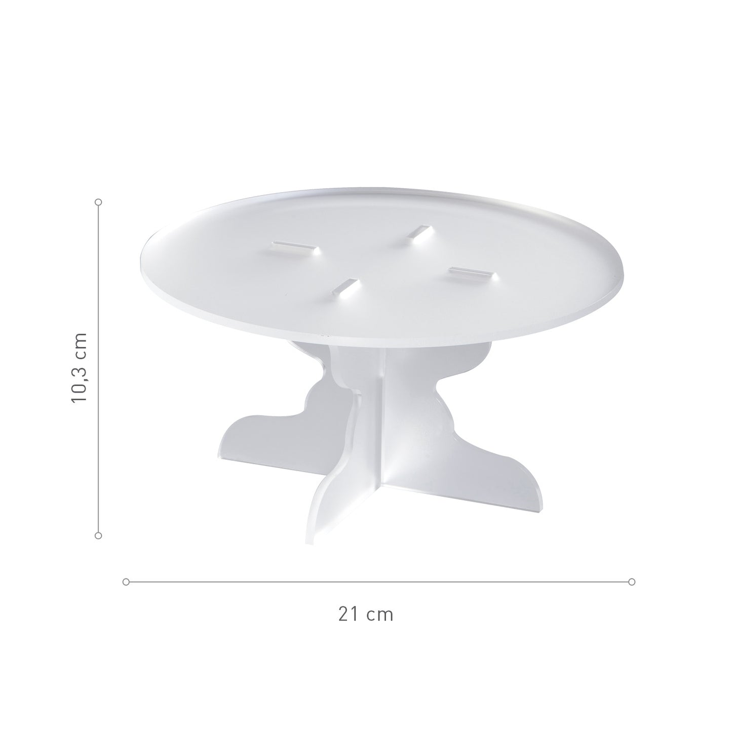 MINI EXPOSITOR PLEXIGLAS BRANCO Ø 210MM H 103MM