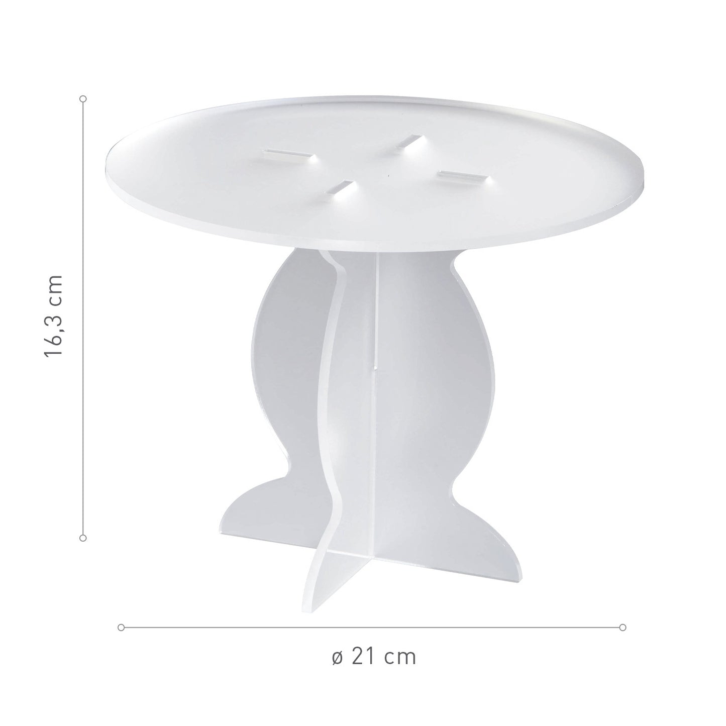 MINI SOPORTE PLEXIGLAS BLANCO Ø 21CM H 16.3CM