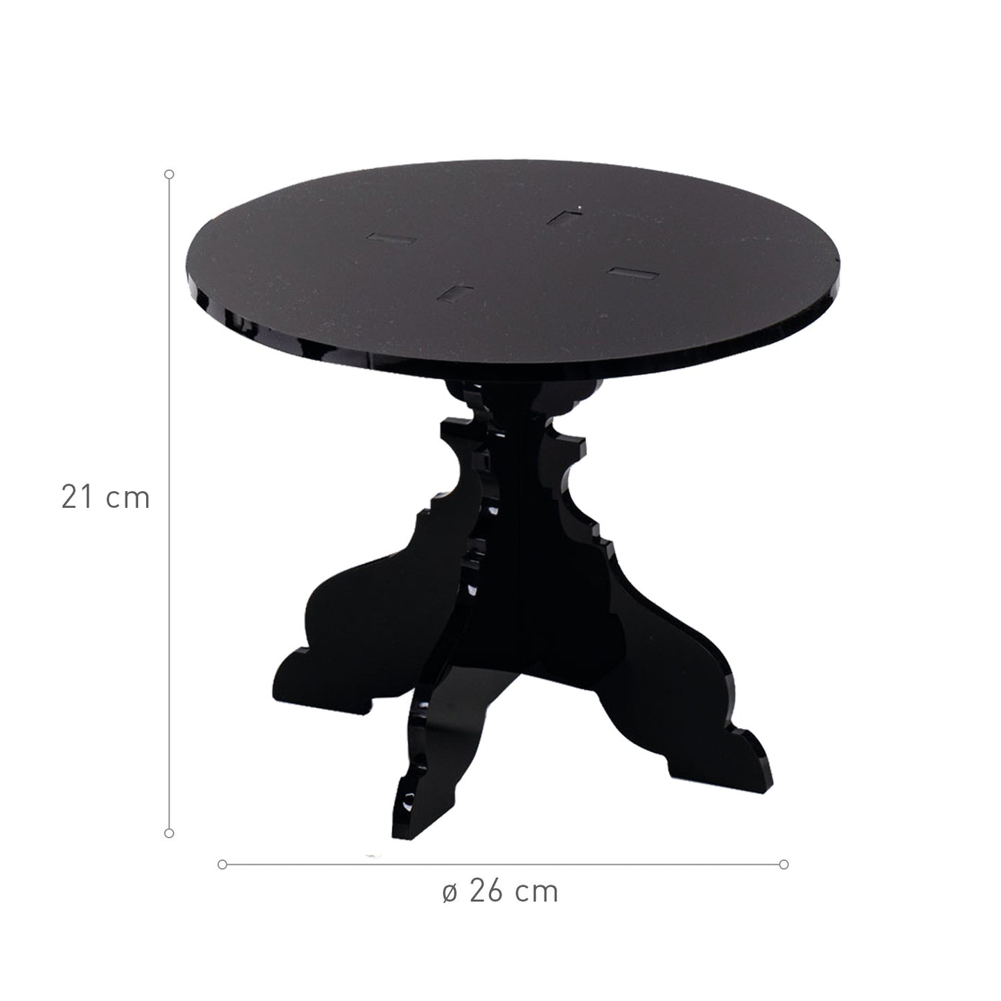 SOPORTE PLEXIGLAS BARROCO NEGRO Ø 26CM H 21CM