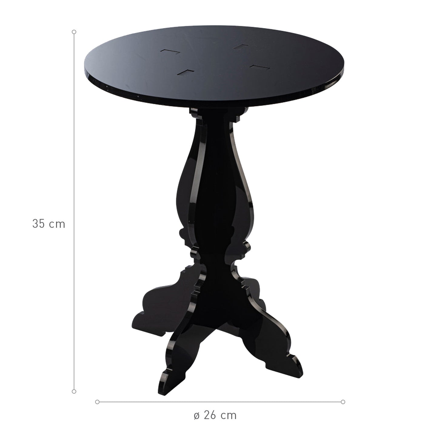 SOPORTE PLEXIGLAS BARROCO NEGRO Ø 26CM H 35CM